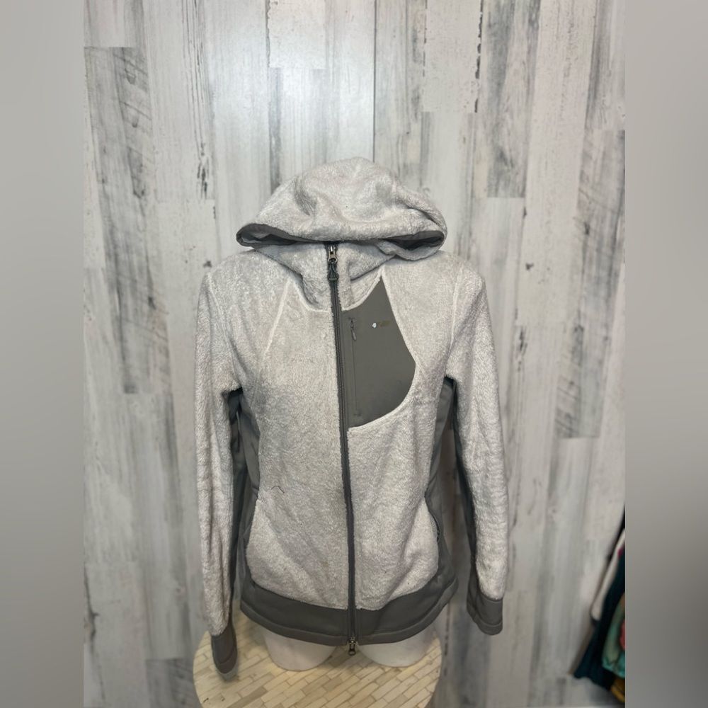 Köppen Grey Teddy Bear High-Pile Fleece Full-Zip Performance Jacket Hoodie Size